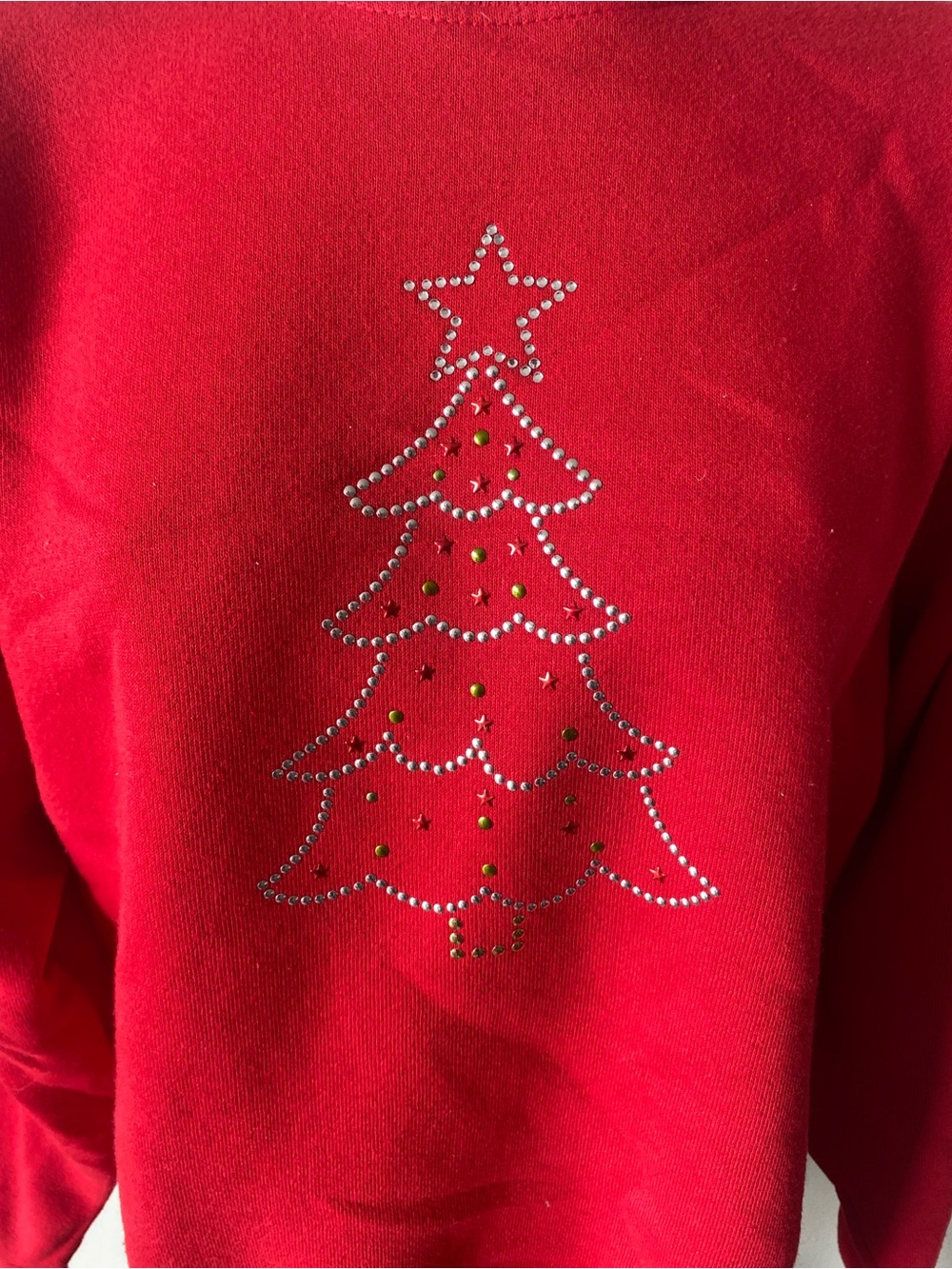 Y2K Red Rhinestone Christmas Tree Sweatshirt - Picture 2 of 4